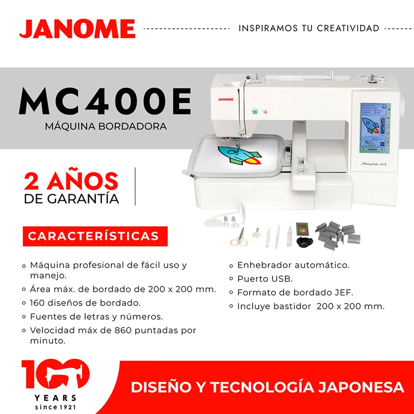 Máquina Bordadora Janome MC400E